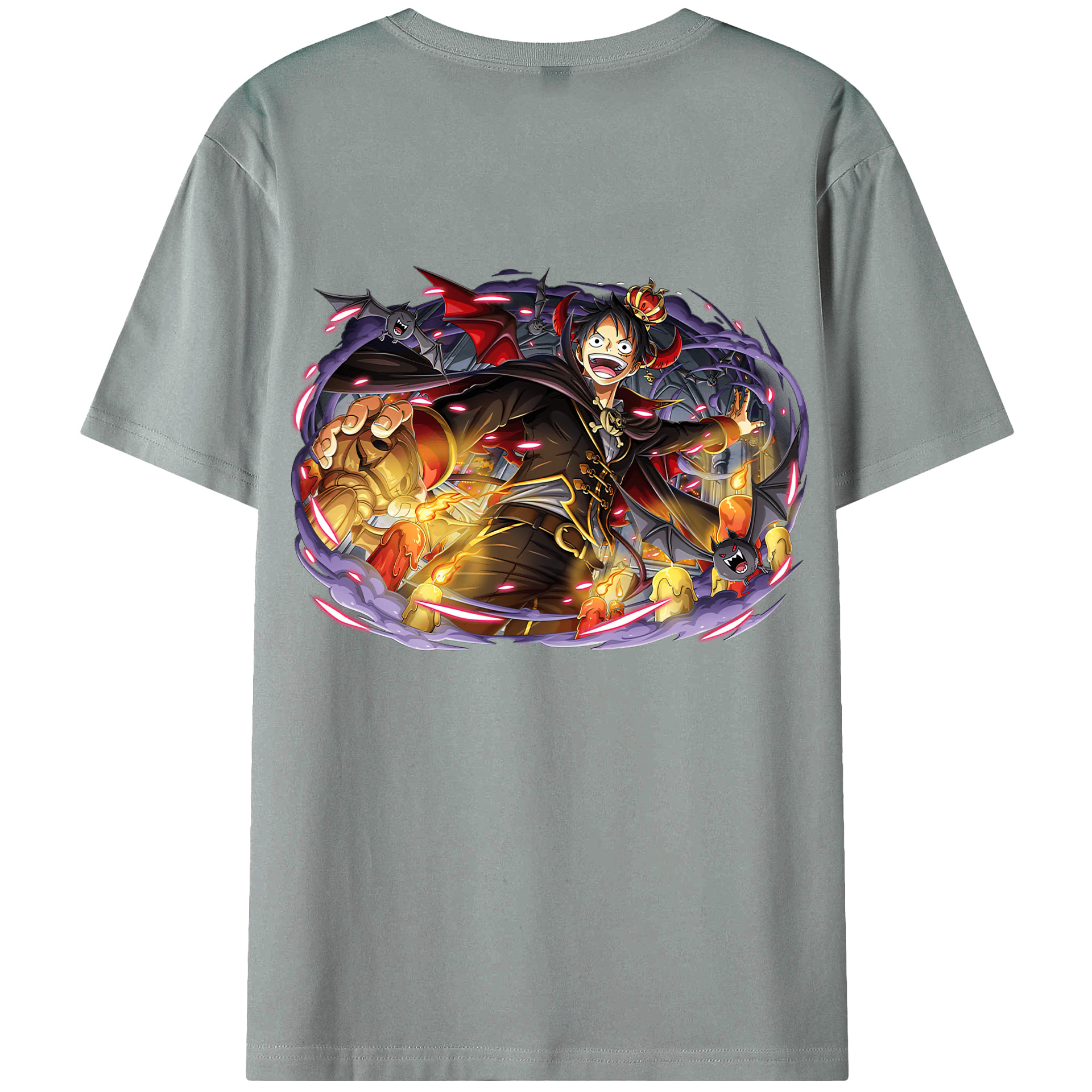 ワンピース モンキー・D・ルフィ ONE PIECE Monkey D. Luffy 綿100％ メンズ半袖Tシャツ（バックプリント） 通気性